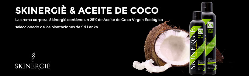 Crema corporal Skinergiè con un 25% de Aceite de Coco Virgen Ecológico